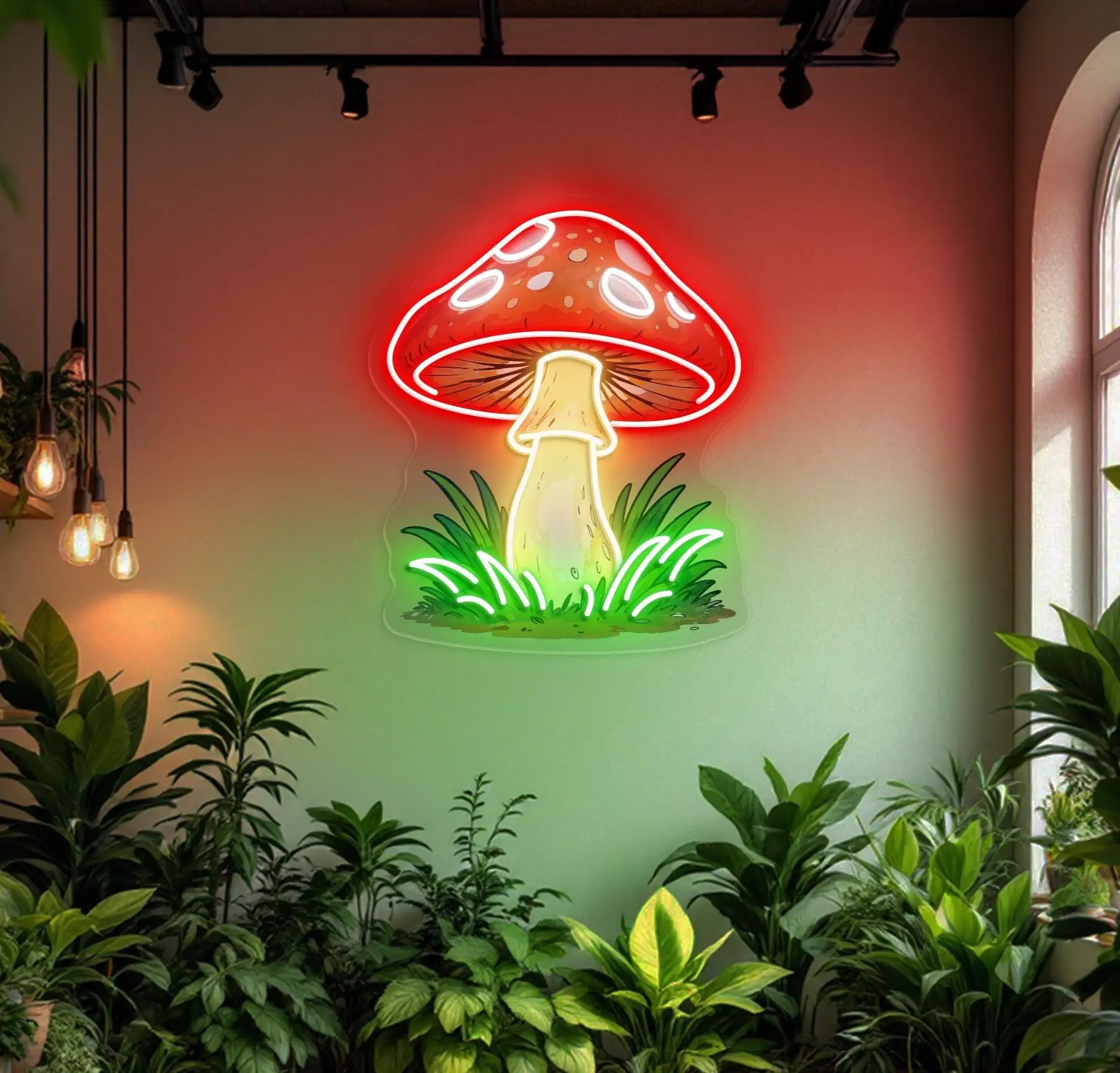 Mushroom Neon Sign Plant Aesthetic Wall Art Decor Bedroom Home Room Wall Sign Cute Mushroom Nursery Living Room Neon