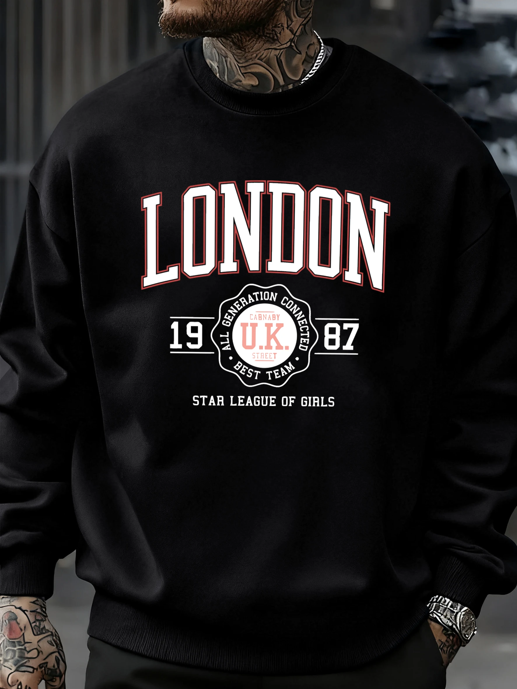 لندن المملكة المتحدة 1987 أفضل فريق الرياضة طباعة الذكور البلوفرات الصوف عادية مقنع قميص الخريف فضفاض س الرقبة الملابس للجنسين ملابس رياضية