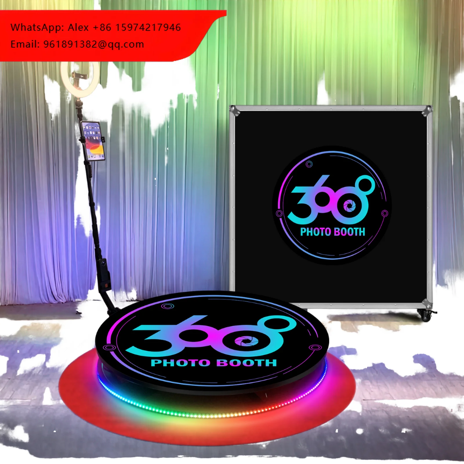 

360 Degree Photo Booth Machine Spin Rotating Video Booth Selfie For Events With Compatibility To Smartphones IPad SLR Cameras