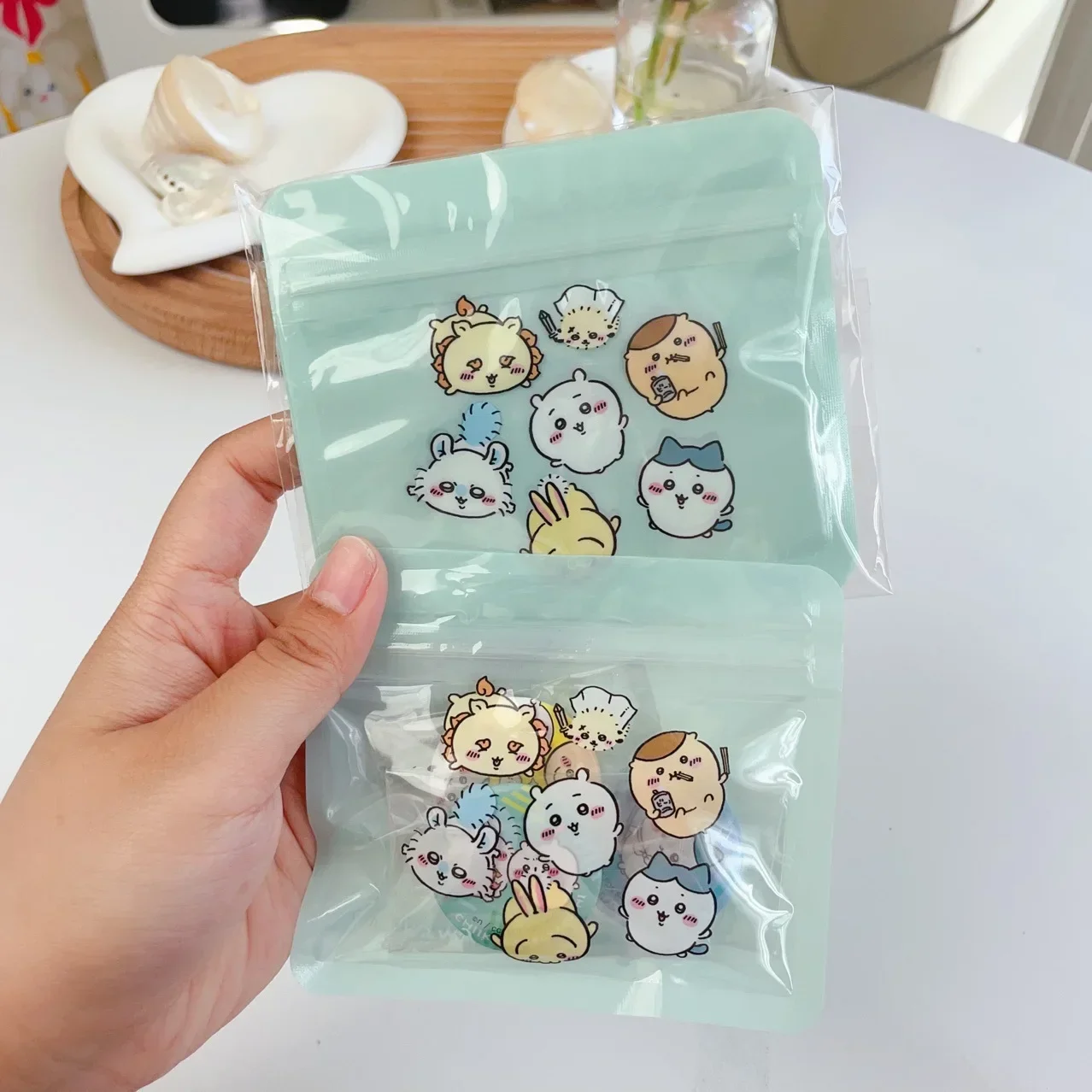 10pcs/set malý na zip plastový brašna laser pouch zip zamknout pouch kawaii ちいかわ ハチワレ obaly přizpůsobené sušenka cigáro pytle s průhledný