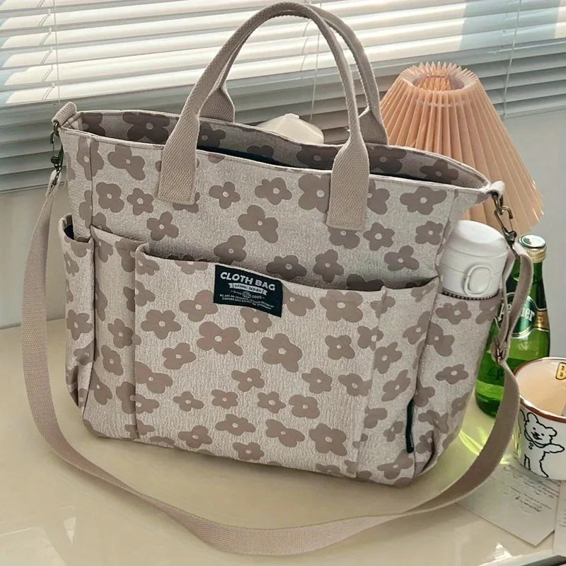 Retro Flower Mummy Bag Large Capacity Baby Diaper Bag Women Handbags Canvas Portable Fashion Baby Nappy Organizer Travel Tote