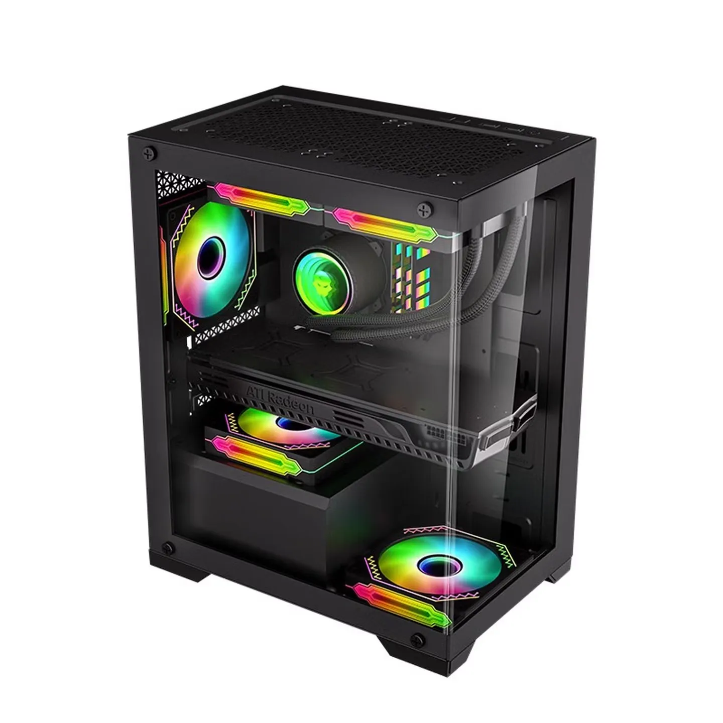 WJCOOLMAN Prism MINI Computer Case Ocean View Room No Columns Supports MATX Motherboard 240 Water Cooling Full Mesh Design