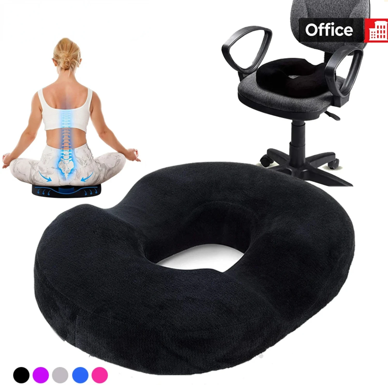 Donut Pillow Seat Cushion Orthopedic Design,Tailbone,Coccyx Memory Foam Pillow,Pain Relief  Hemorrhoid,Pregnancy,Sciatica