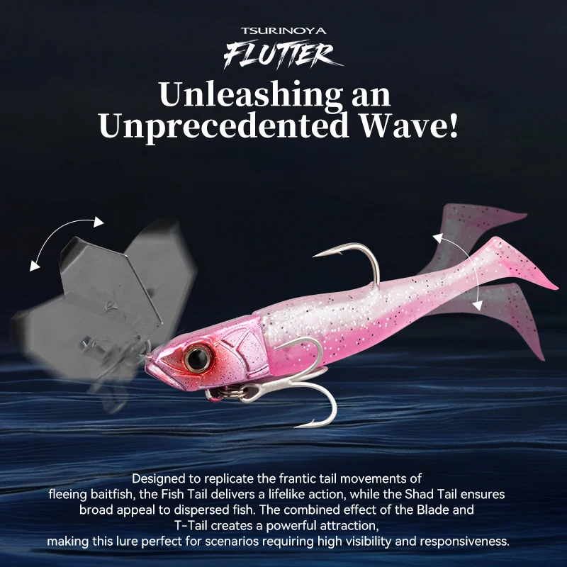 TSURINOYA FLUTTER Señuelo de cola en T con jig y pala para lubina - imagen 3