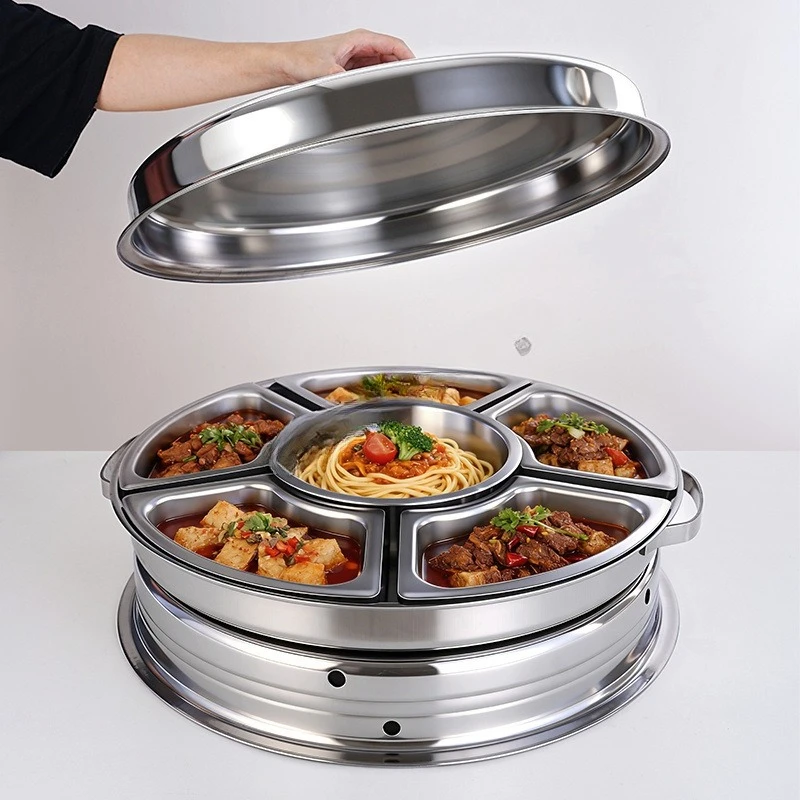 Dining stove heats food, snack plates, ceramic plates, stainless steel round Roman stove, insulated stove