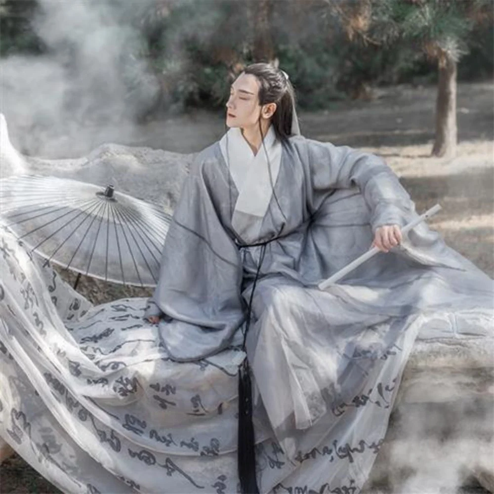 ملابس تطريز Hanfu الصينية للرجال ، زي قديم للذكور ، هانفو خمر ، كم كبير ، كوسبلاي هالوين ، أسرة مينغ