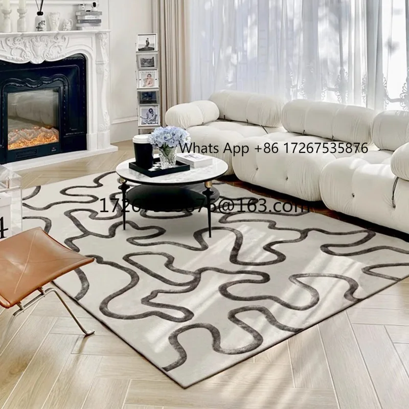 

Ковер ручной работы из шерсти и шелка во французском простом кремовом стиле, создающий ощущение роскоши, для дома, спальни, гостиной, прикроватный.