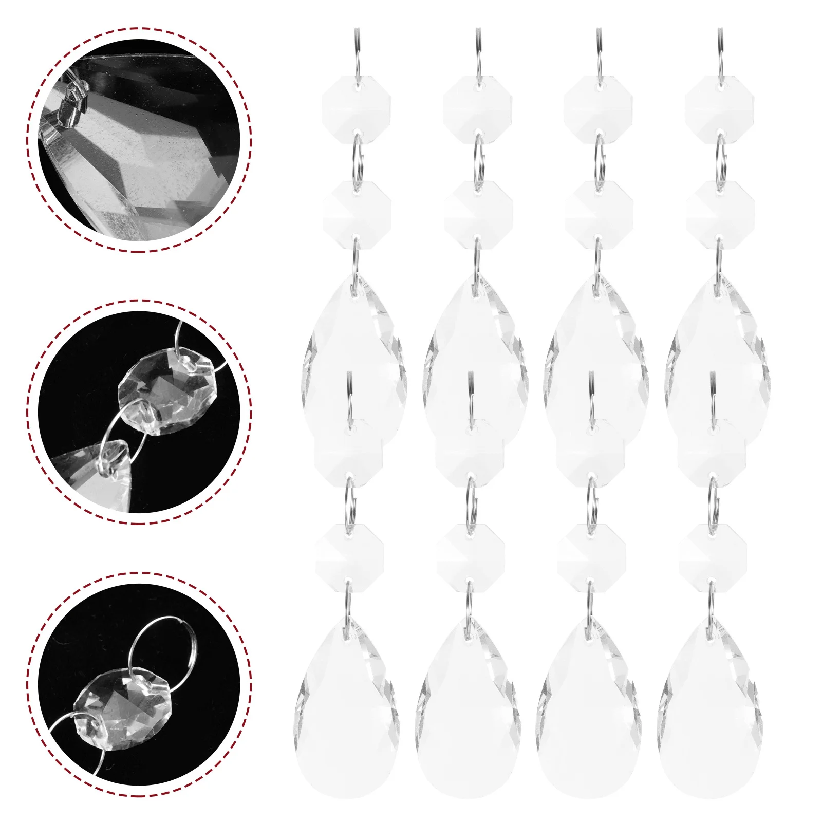 

16Pcs Crystal Pendant Hanging Decor Chandelier Light Clear Teardrop Beads for Home Wedding Ornament Crystal Pendant