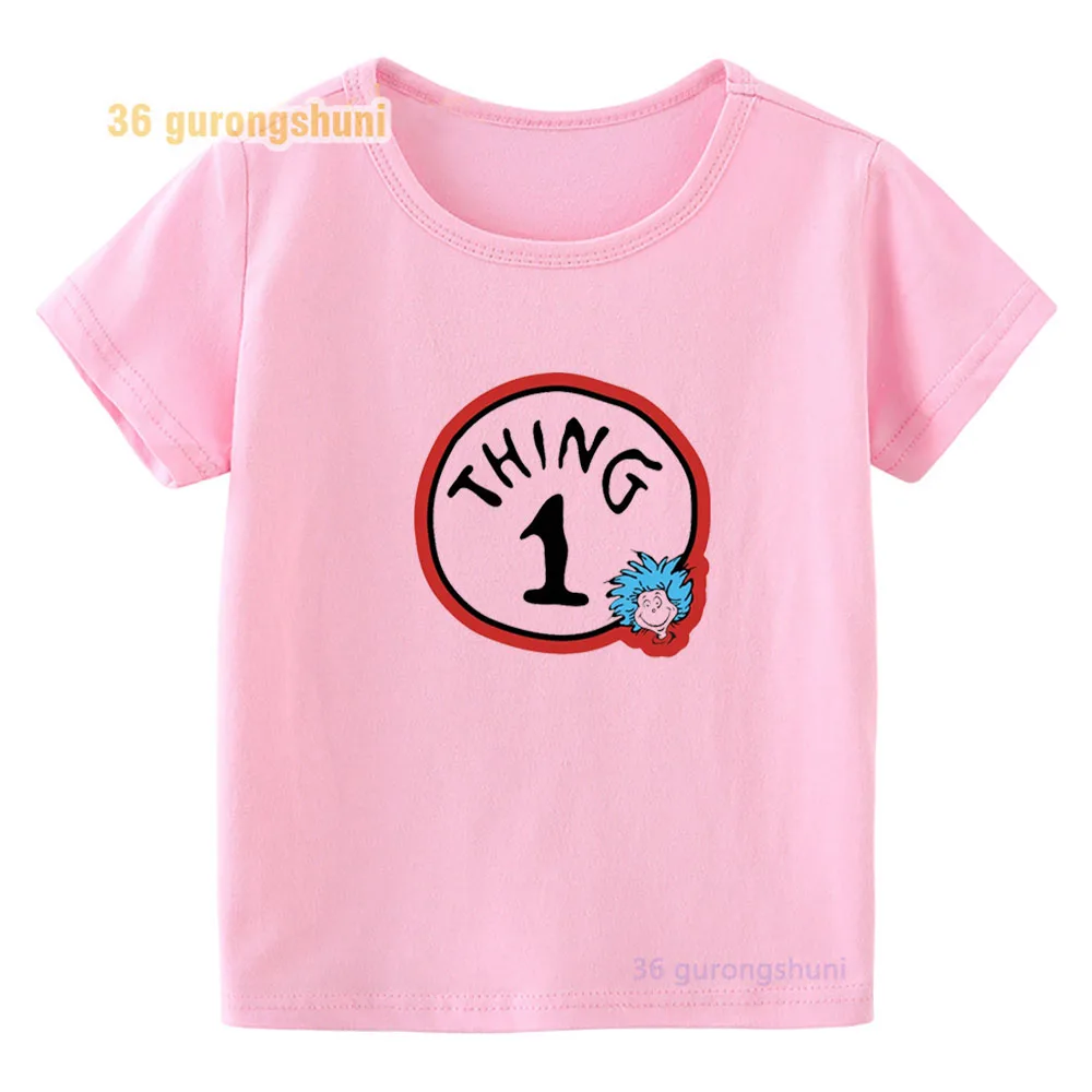 Kids T Shirt For Girls pink Clothes children Tshirt Girl summer Short Sleeve thing one Red Blue Fish Graphic Tee baby T-shirts