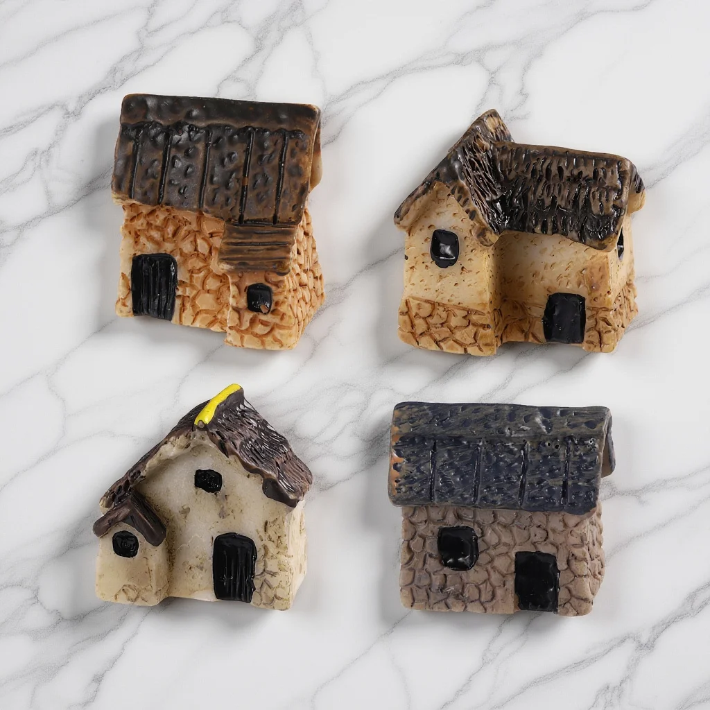 

4Pcs Waterproof Resin Mini Houses for Micro Garden Landscaping Creative Fairy Garden Decor Indoor Desktop Outdoor Landscape