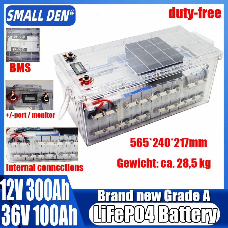 

12v 300ah-36v 100ah lifepo4 battery pack 2000w/5800w high performance electric vehicle boat off-road car golf cart inverter home