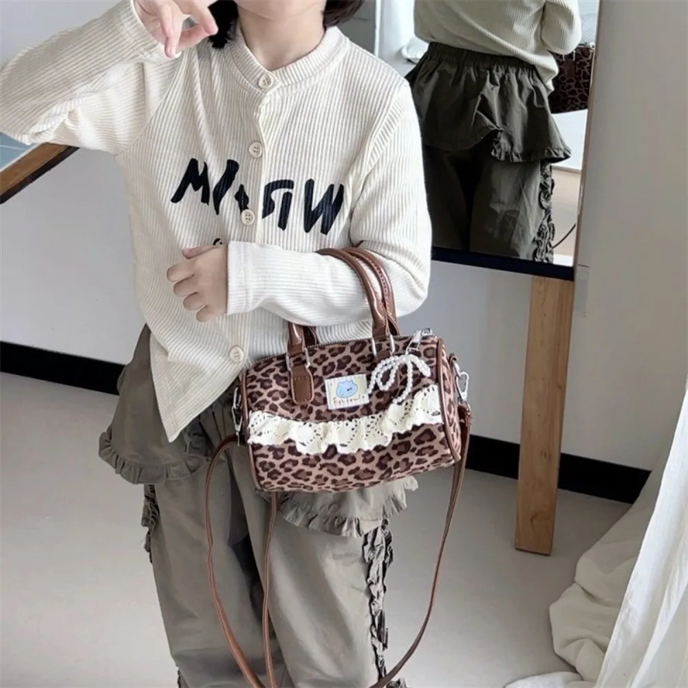 

Trendy Sweet Bow Lolita Crossbody Bag Ruffle Lace Trim Pillow Handbag Chic Polka Dot Design Shoulder Tote Bag Girls