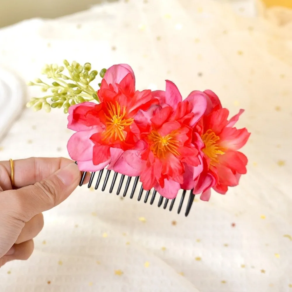 

Simulated Flower Flower Hair Comb Multicolor Cloth Bridal Hairpin Barrettes Fixed Combs Thai Hair Comb performance clothing