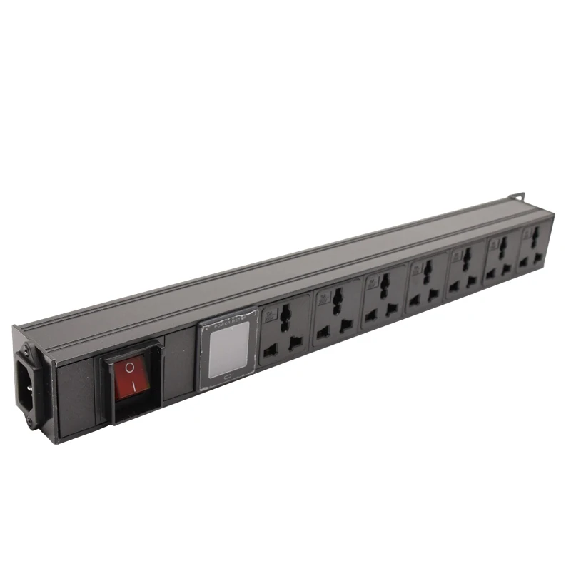 

Aluminium Alloy Universal PDU Power Strip with LED Display Voltmeter Ammeter Wattmeter Smart Socket C14 AC Input