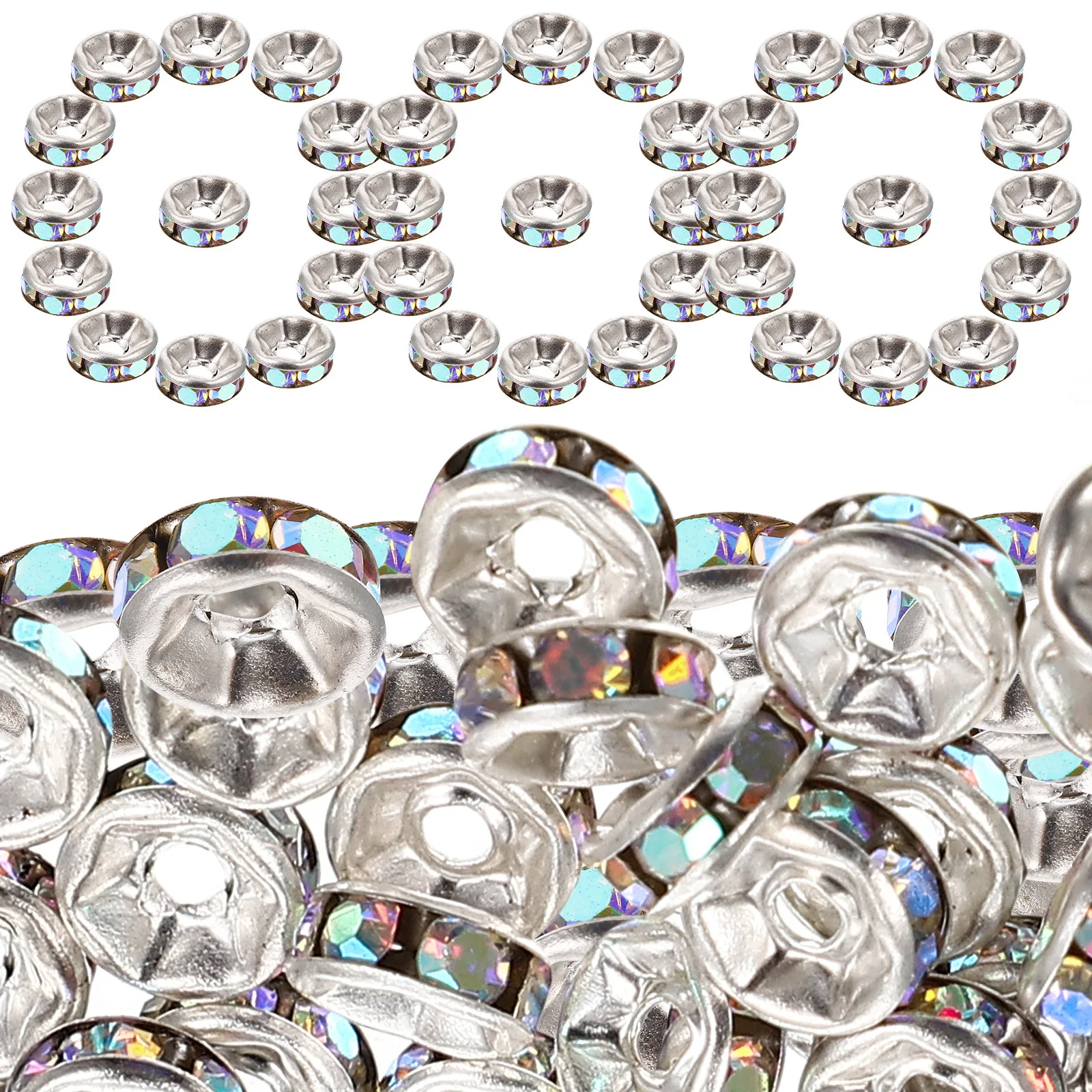 200 stücke Spacer Strass Intarsien Legierung Lose Diy Schmuck Machen Zubehör Handgemachte Armband Handwerk Perlen Dekorative Perlen Für