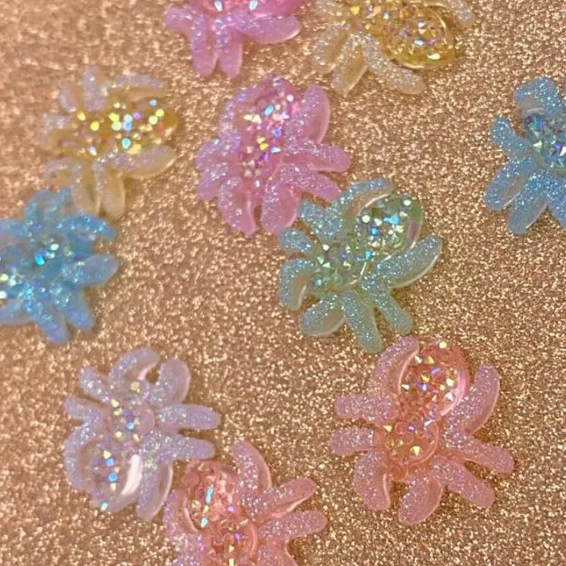 Mix Clear Pastel Spider Cabochon 50pcs/100pcs Charm Cabochon Nail Tech Accessories 13mm Mix Colors Spider Iridescent Charms