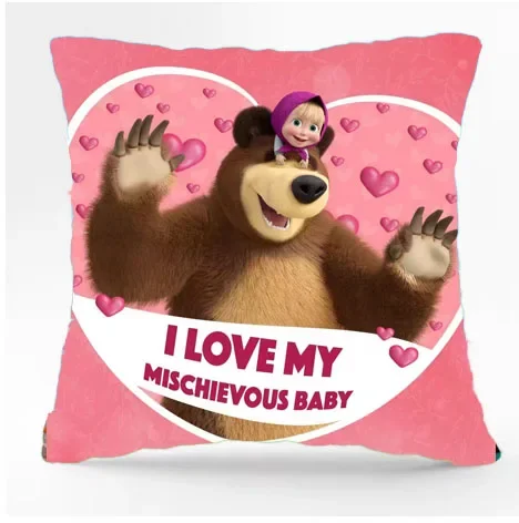 Masha and the bear short plush double sided cartoon printed pillow case cartoon characters children pillow case home  masha