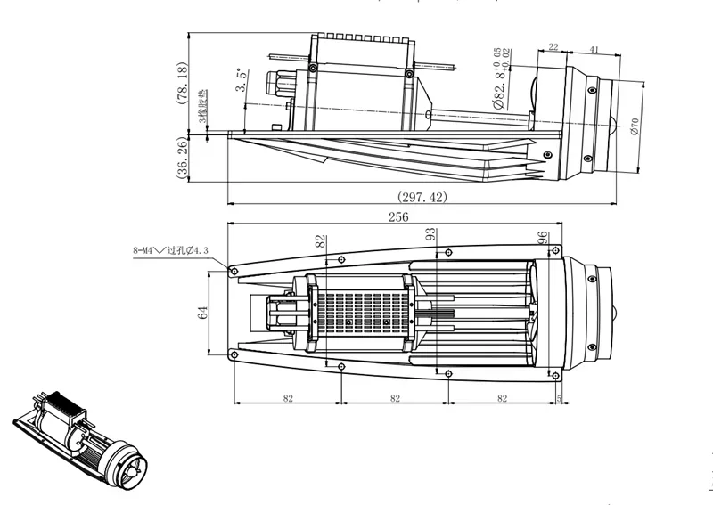 power Motor PM56-105  KV185   assembly  PA Series Brushless Motor multi-functional For  Unmanned boat USV