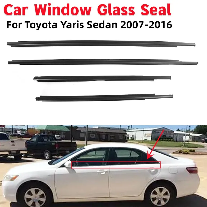 Car Side Window Glass Seal Strips Weatherstrip Rainproof Weather Strip For Toyota Yaris Sedan 2007-2016