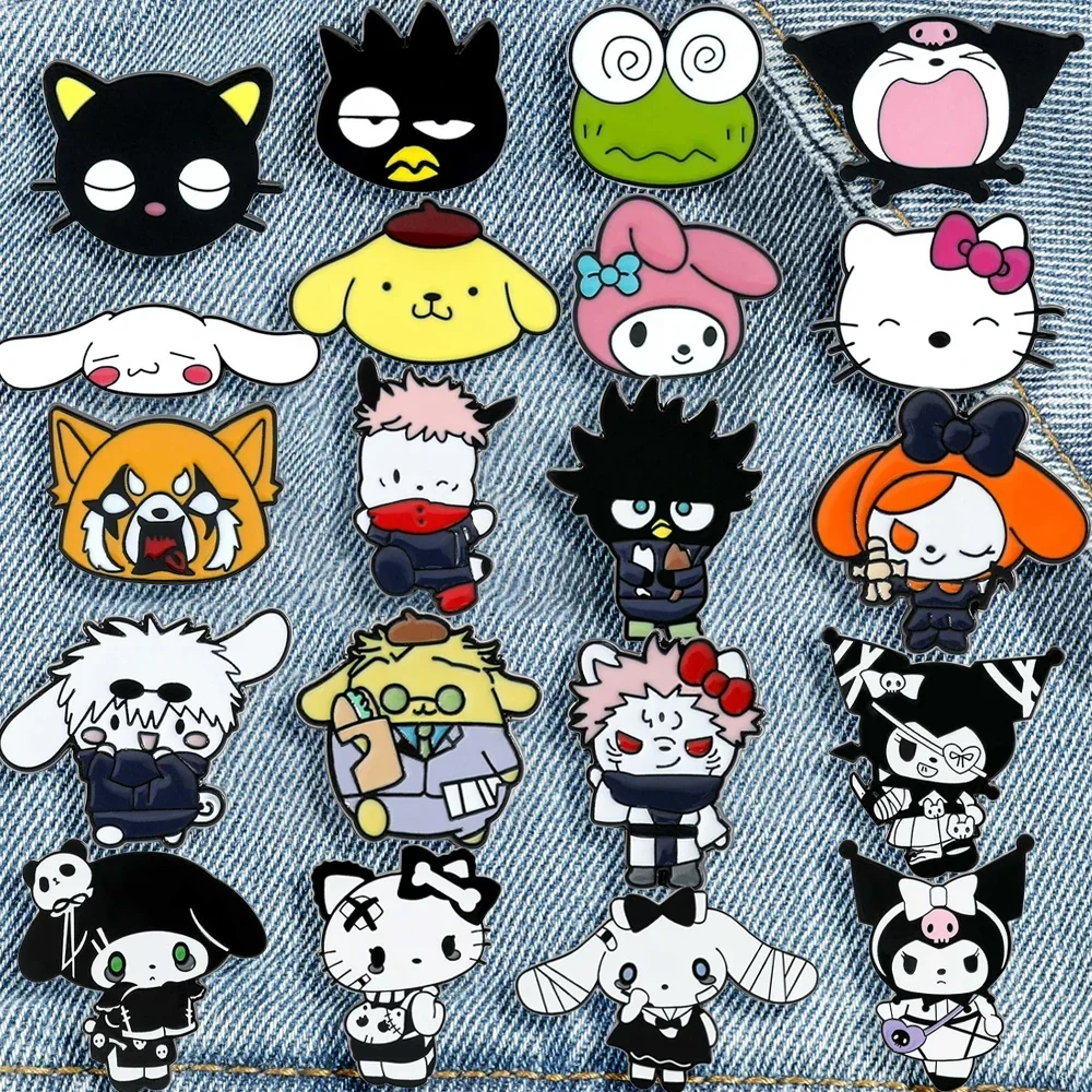 

20 шт. Забавные милые броши-значки BADTZ-MARU Hello Kitty, эмалированные, для рюкзаков, одежды, украшений, металлические значки-аксессуары