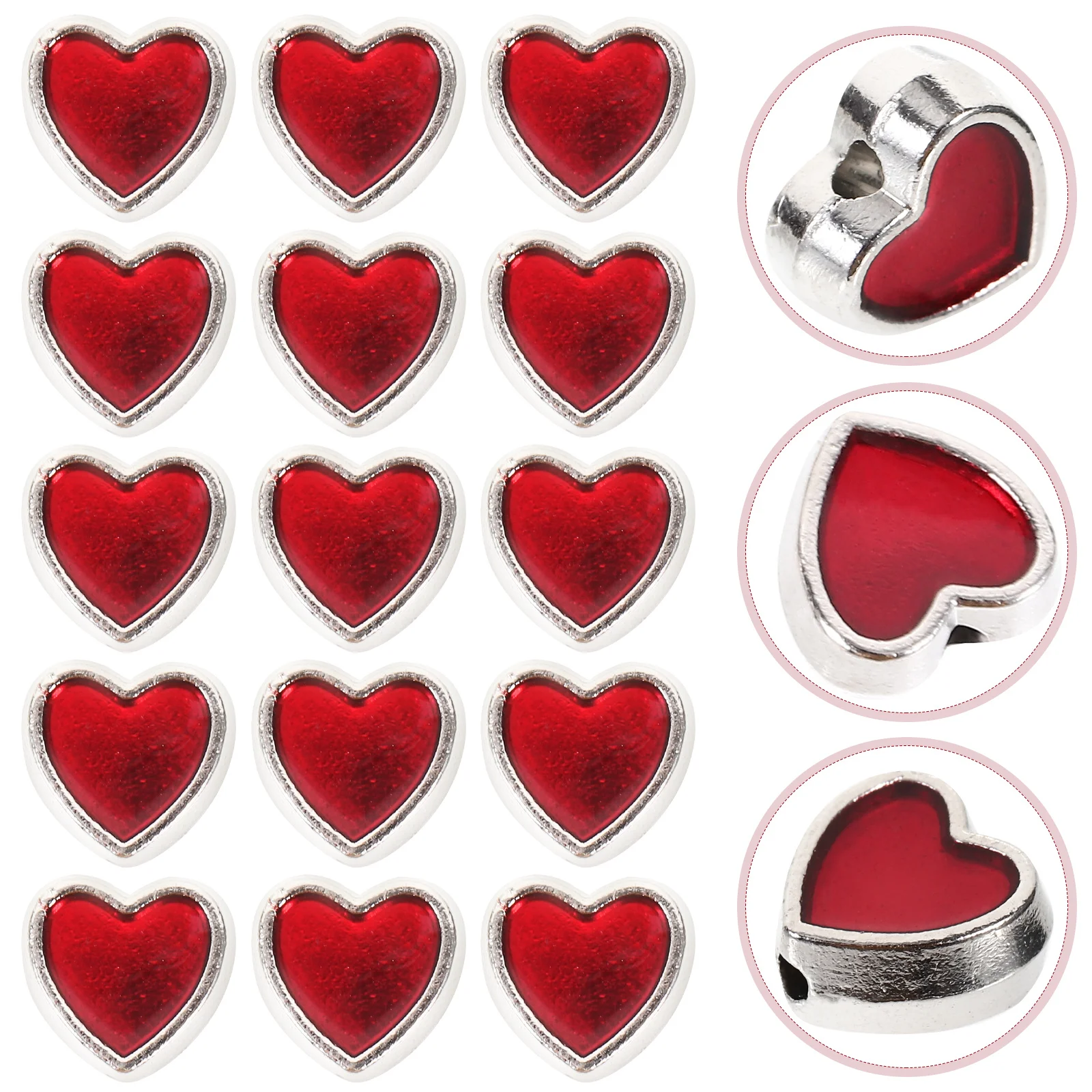 

100 Pcs Heart Necklace Jewelry Bracelet Loose Beads Shaped Charms Alloy For Making