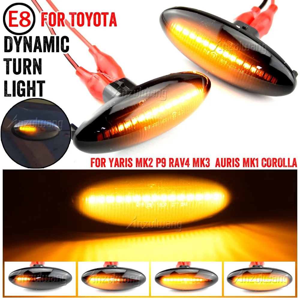 

2pcs Dynamic LED Side Marker Light Turn Signal Indicator Repeater Light Fit For Toyota Yaris COROLLA Auris Mk1 E15 RAV4 Mk3