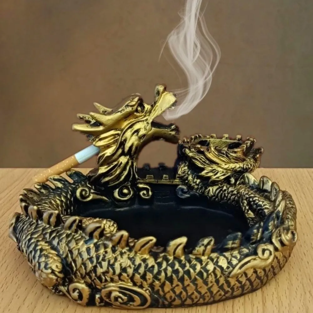 Resin Dragon Ashtray Portable Cigar Ashtray Indoor Outdoor Stand Animal Ornaments Household Living Room Bedside Office Ashtray