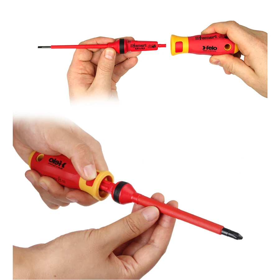 Felo 12 قطعة طقم مفك براغي معزول 1000 فولت مفك كهربائي قابل للتبديل مع صندوق أدوات رقم 066381206