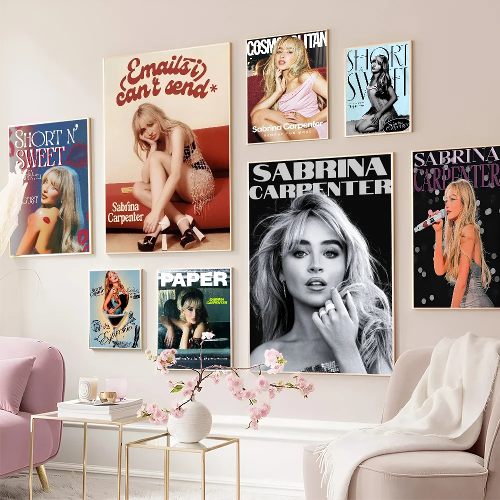 Singer Sabrina Carpenter Self-adhesive Art Poster Whitepaper Prints Posters Artwork Aesthetic Art Wall Painting