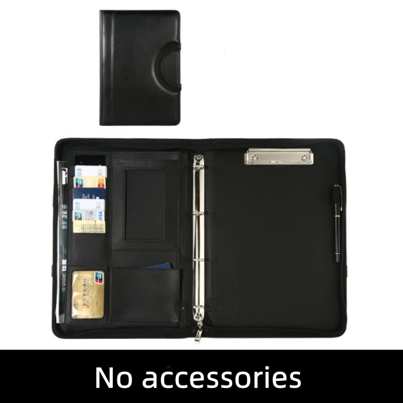 New Multifunctional A4 Conference File Folder Business Stationery Information Leather Bag Contract Zipper Document Storage Clip