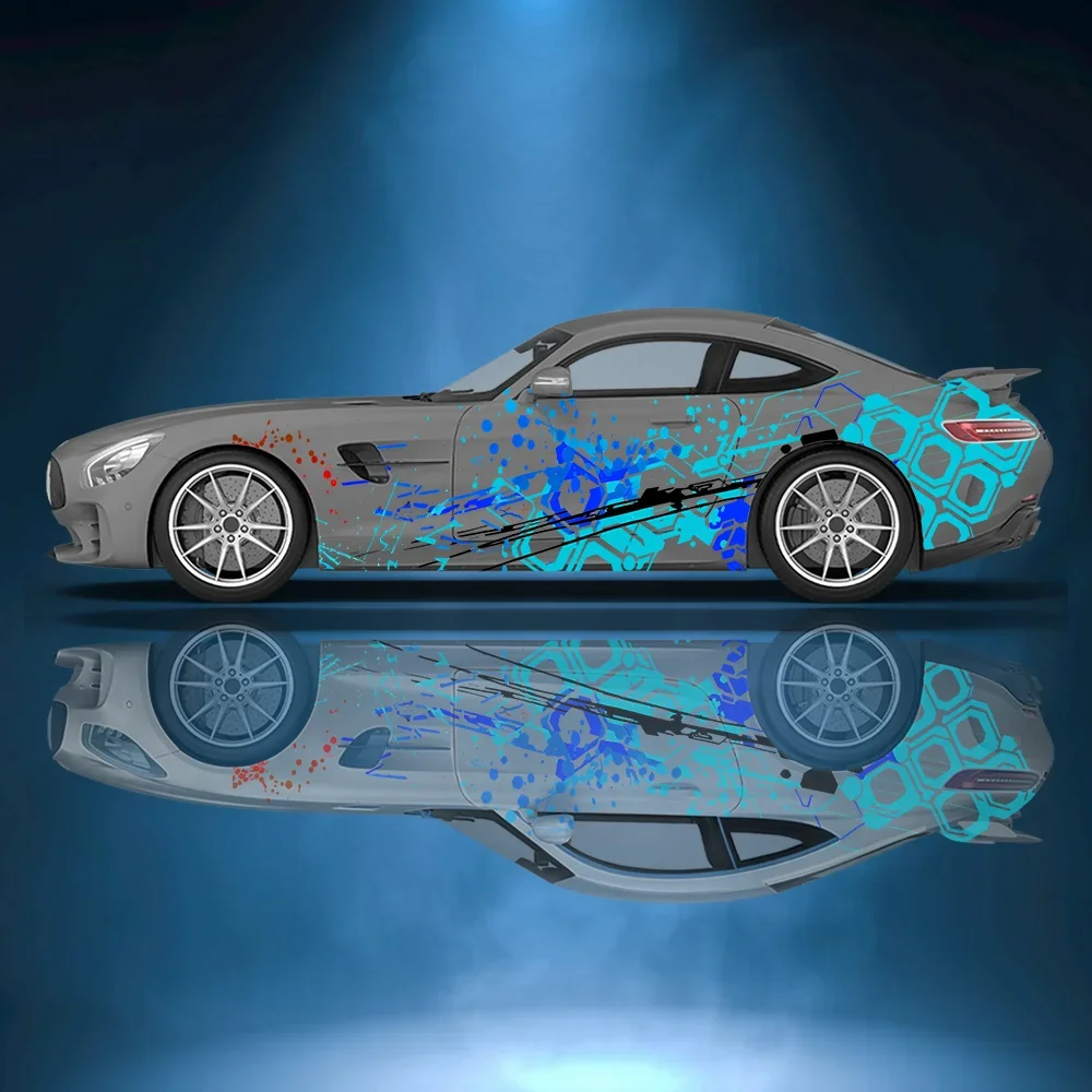 

Gradient Honeycomb Splash Car Side Sticker Decor, PVC Waterproof Scratch Resistant Decal, Car Protection, Auto Accessories Gift