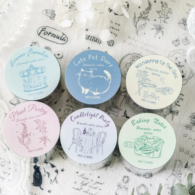 Mr Paper 3rolls/bag Romantic Notebook Series PET Waterproof Tape Masking Tape Handbook DIYLaptop Photo Frame