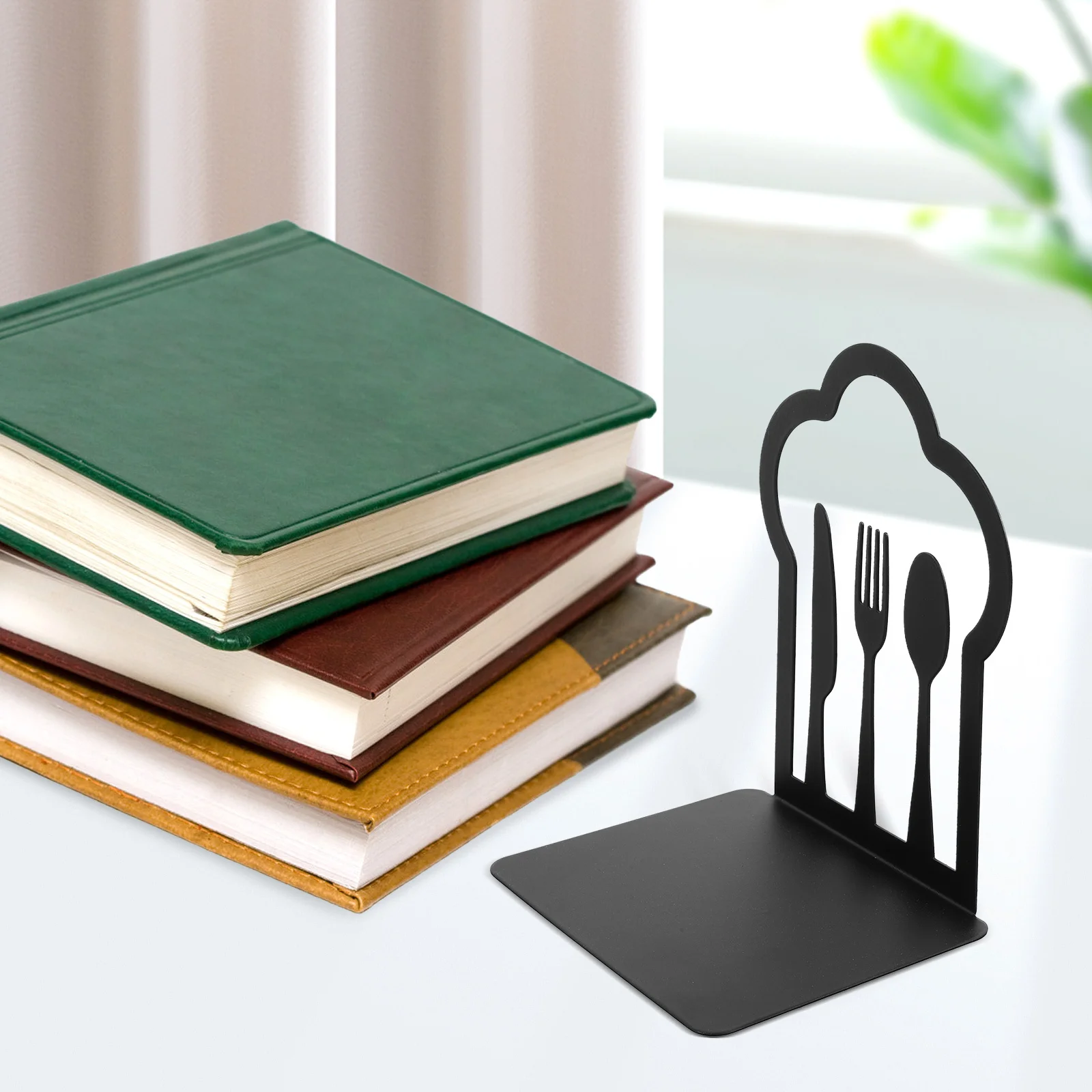 2 قطعة نهاية الكتاب حساسة المطبخ تحت عنوان كتاب المنظم شوكة القاطع ملعقة غلاف الدفتين الزخرفية لرفوف دراسة اكسسوارات #6