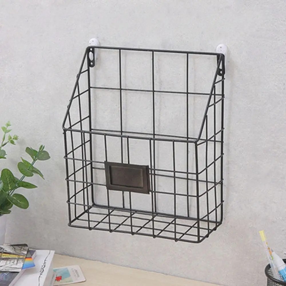 Portable Wall Mounted Magazine File Holder Easy To Install Metal Mesh Mail Organizer Sturdy Handle Hanging Document Rack Office