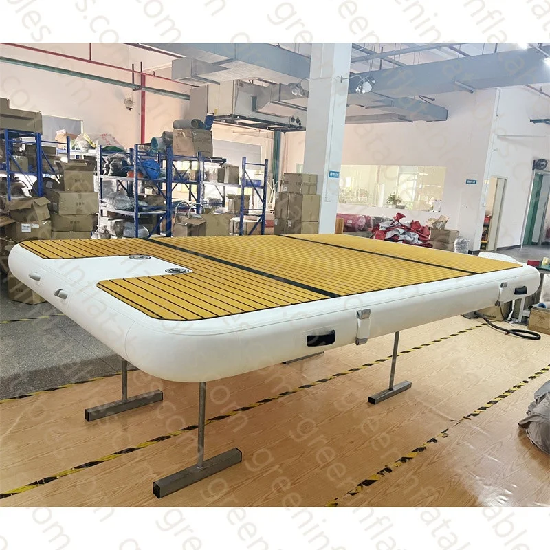GREEN Drop Stitch Inflatable Boat Fishing Island Pontoon Y Yoga hang Out Float Dock Platform Inflatable Floating Docks Pontoon