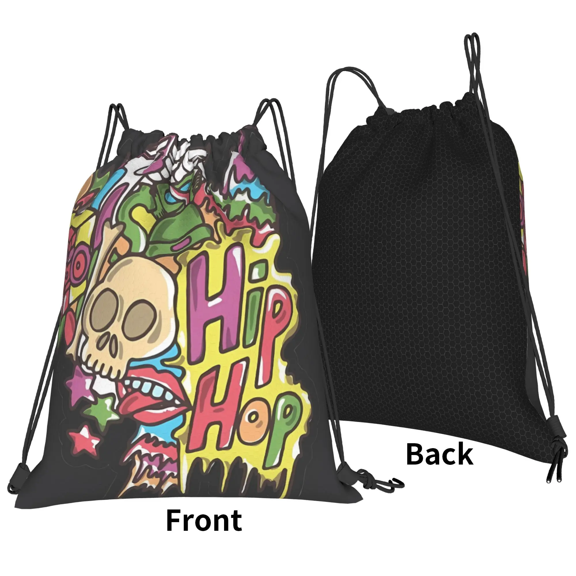 Y2K Hip Hop Graffiti Portable Sports Riding Gym Drawstring cool gift Storage Backpacks