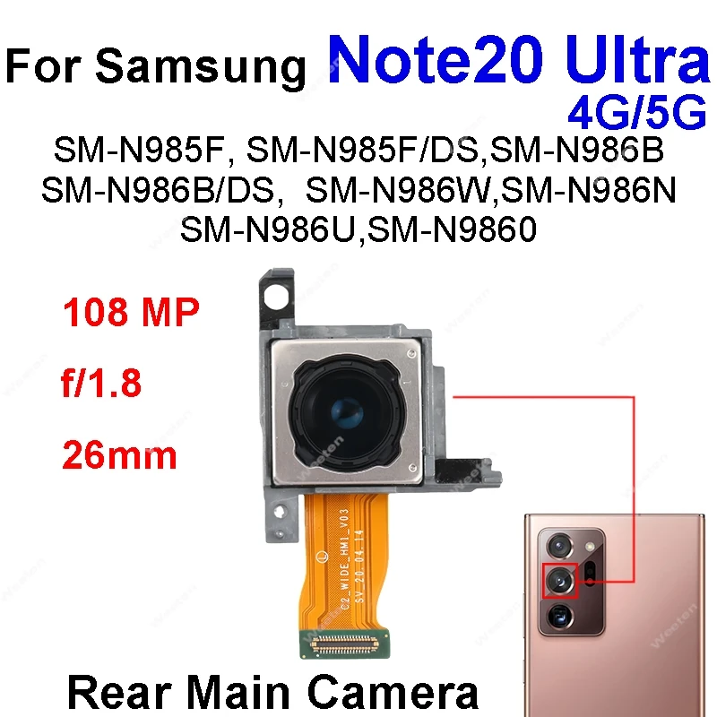 Back Camera Module use For Samsung Galaxy Note20 Ultra 5G SM-N980 N981 N985 N986 Small Front Camera Flex cable Accessory Parts image 6
