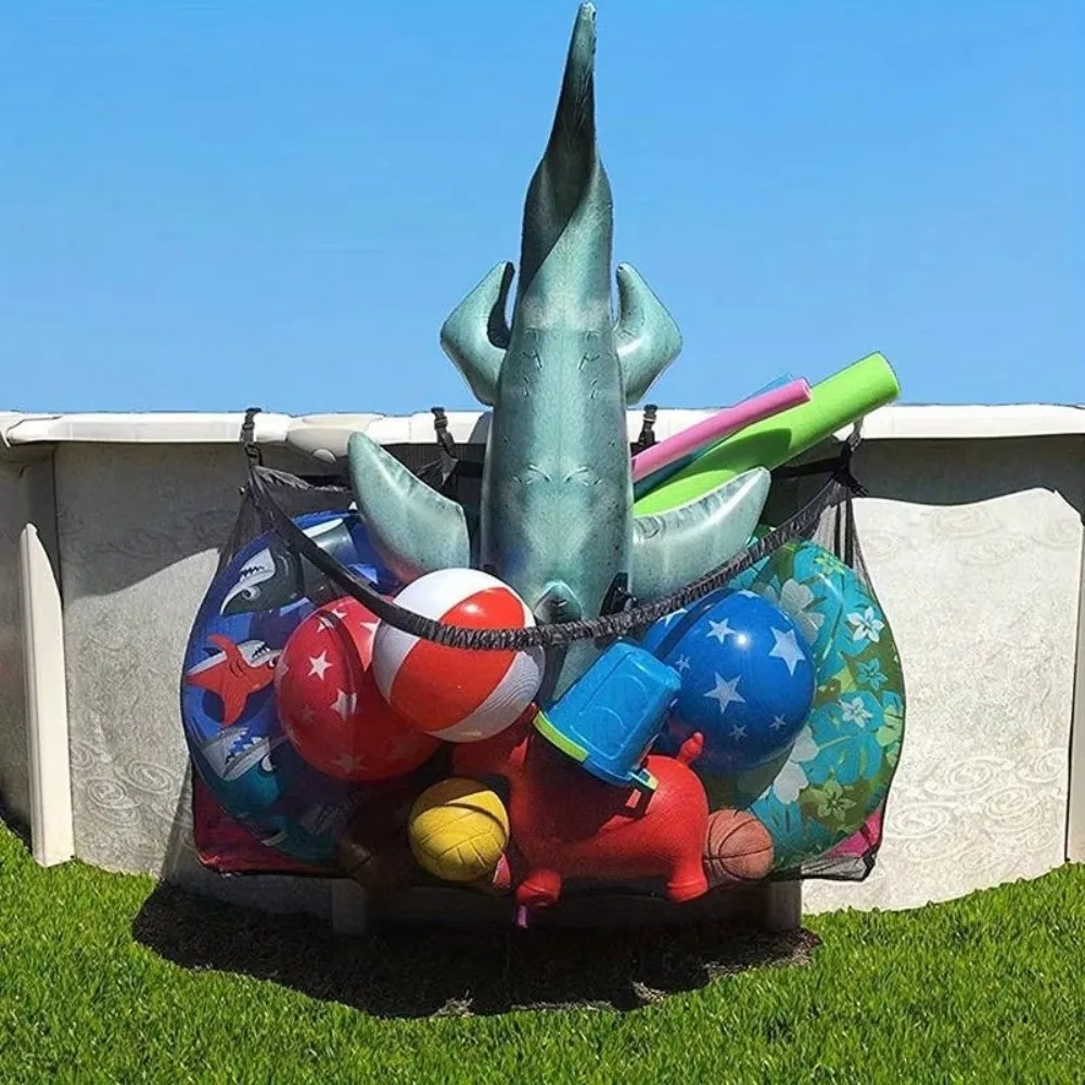

Multifunctional Pool Storage Organizer Bag Foldable Extra Large Toy Storage Bag Swimming Pool Hook Bath Hanging Mesh Bag