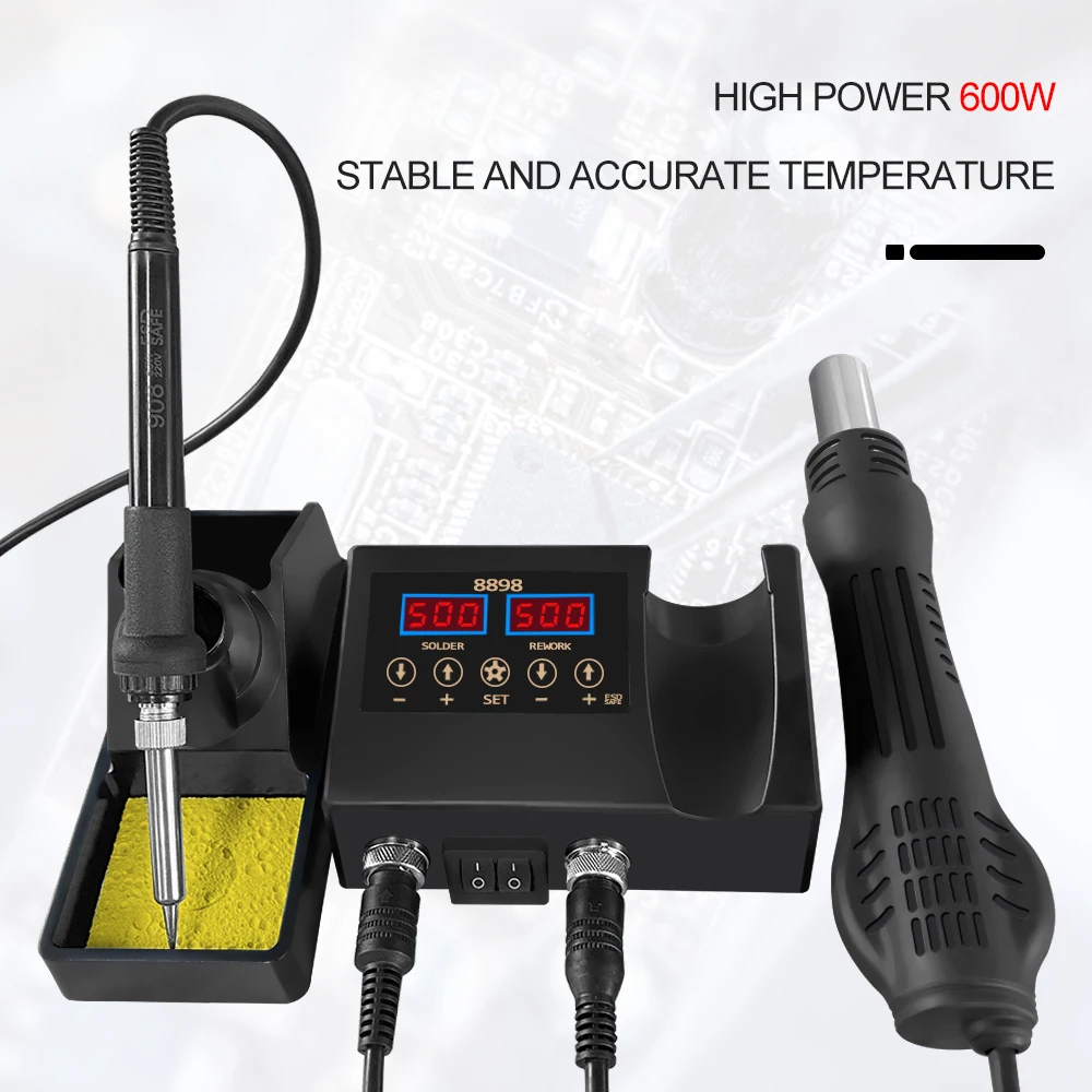 

2 In 1 600w Digital Soldering Station Lcd Display Welding Rework Station Soldering Iron Hot Air Gun for BGA SMD PCB IC Repair