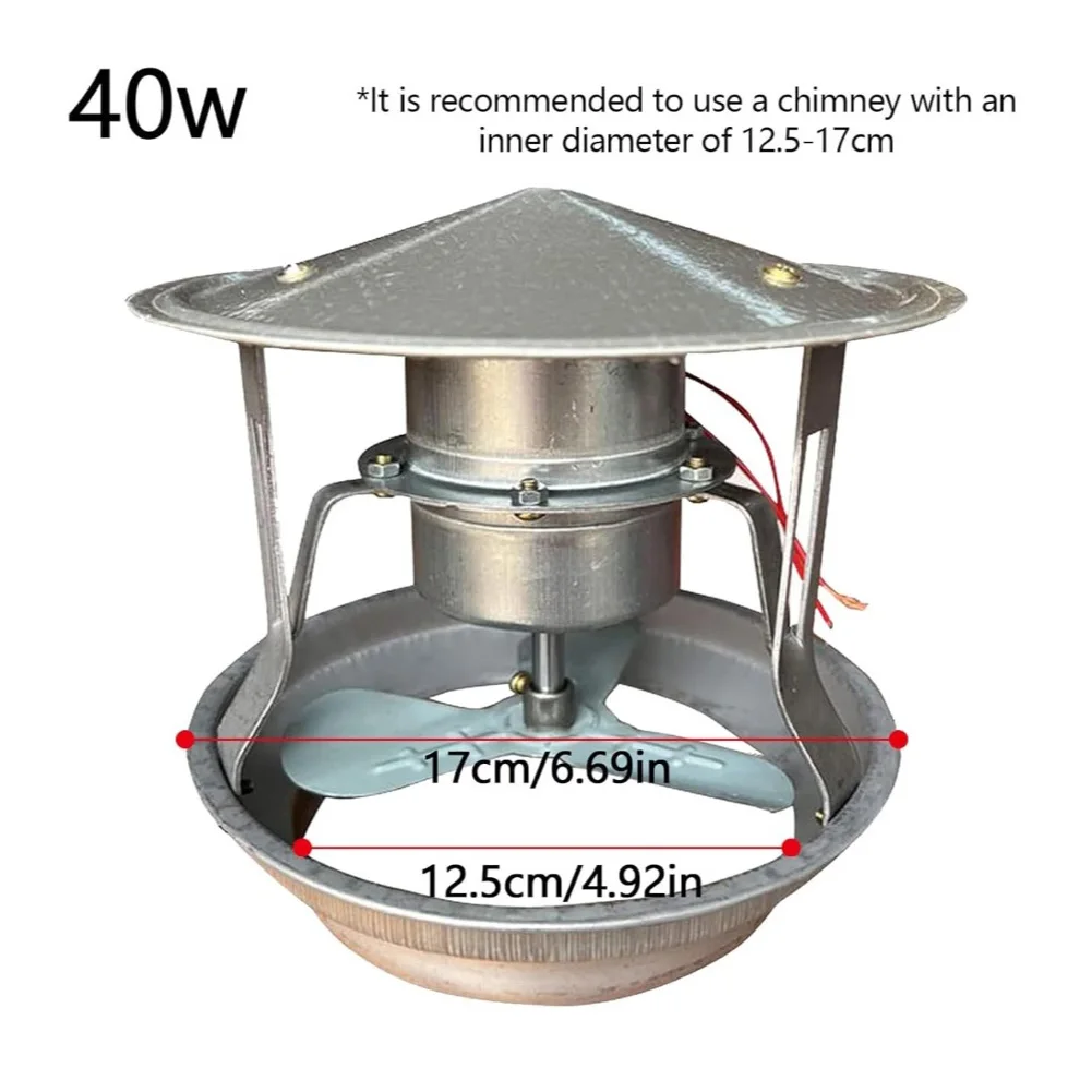 Flue Fan 40 W Exhaust Pipe Fan Chimney Fan Chimney Ventilation Exhaust Gas Fireplace Fan Household Chimney Induced Draft Fan