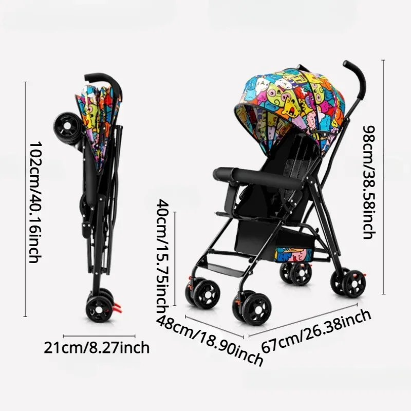 Baby Stroller Lightweight & Foldable Infant Stroller To Explore with Large Sleep Shade Super Load-bearing Baby Pram for Boy Girl