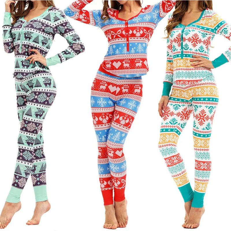 Women Xmas Lounge Sets Festive Print Pajama Tops and Cozy Elastic Waist Pants for Christmas Home Wear