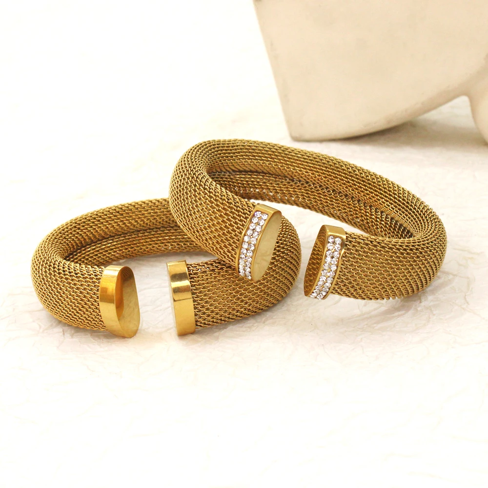 Women's Thick 12mm 16mm Stainless Steel Cuff Bangle Personalized Chunky Waterproof Bracelet Daily Wear PVD Gold Plated