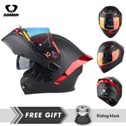 Men Women Flip Up Helmet DOT Approved Fashion Motorbike Full Face Helmets Double Visors Motorcycle Helmet Cascos Para Motos