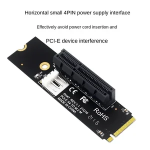 Terbaru NGFF M. 2 untuk PCI-E 4X Riser Kartu M2 M Kunci untuk PCIe X4 Adaptor dengan Indikator LED SATA Power Riser untuk Bitcoin Miner Pertambangan 12 pci e penjualan terbaik - №