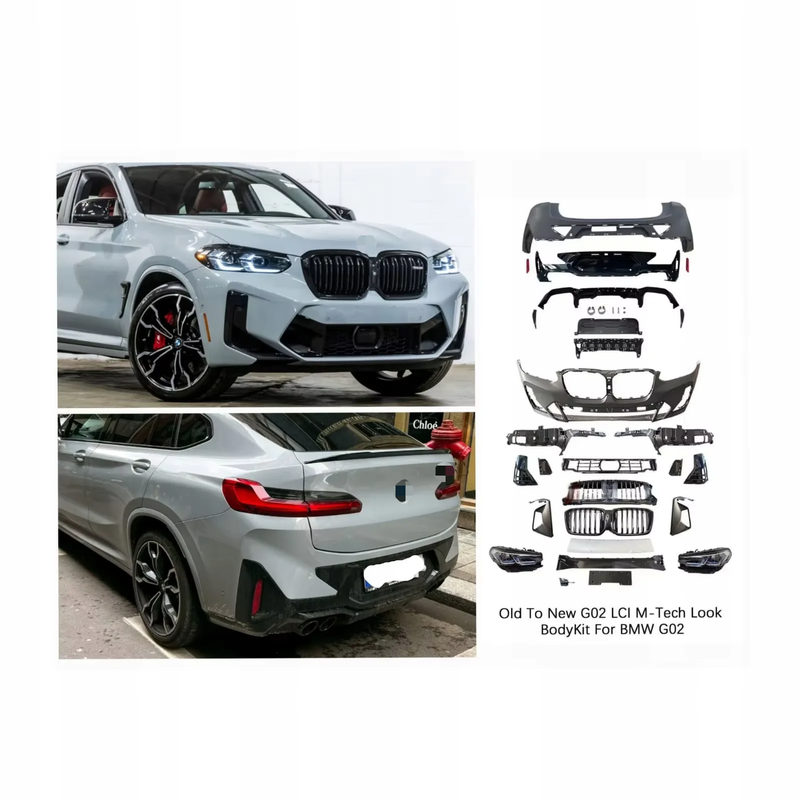 SJC 2018 for BMW X4 G02 upgrade to X4 M Tech 23 style front bumper body kits facelift front lip LED headlight car accessories