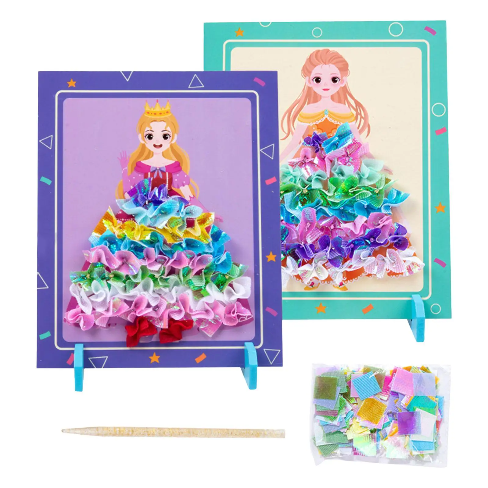 Poke Painting Sticker Board DIY Paint Girls Toys, Fantasy Princess Drawing Dress