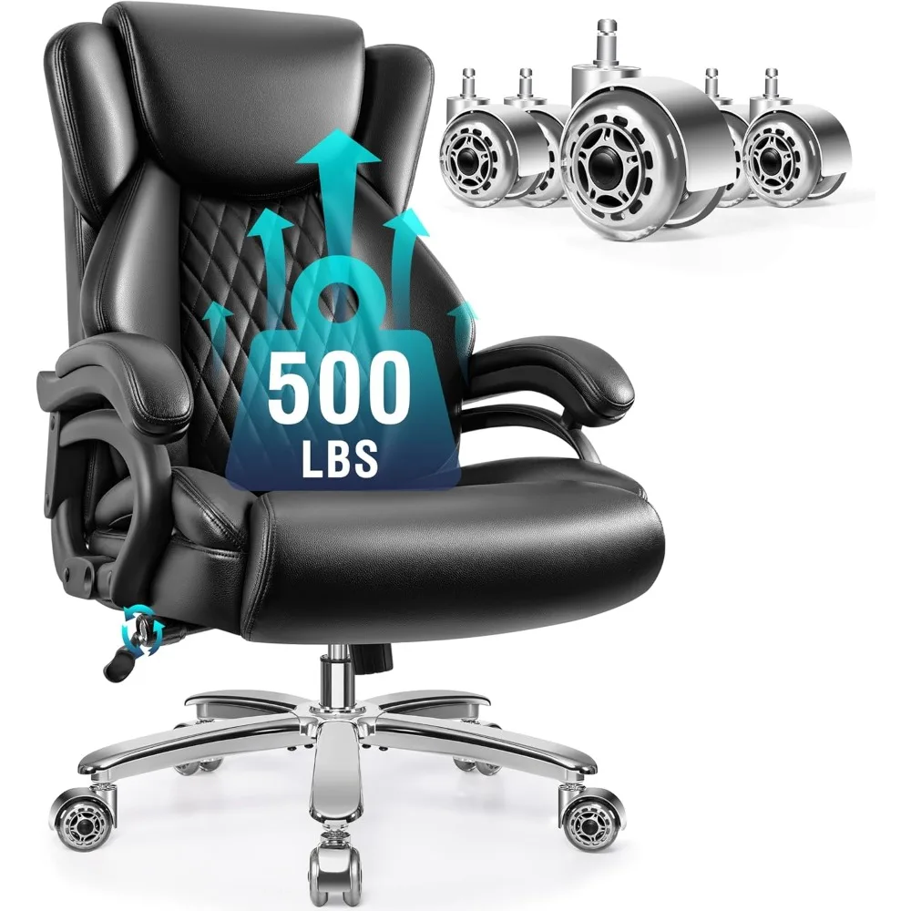 

Big and Tall Office Chair 500lbs, Large PU Leather Executive Chair, High Back Computer Chair with Extra Wide Seat