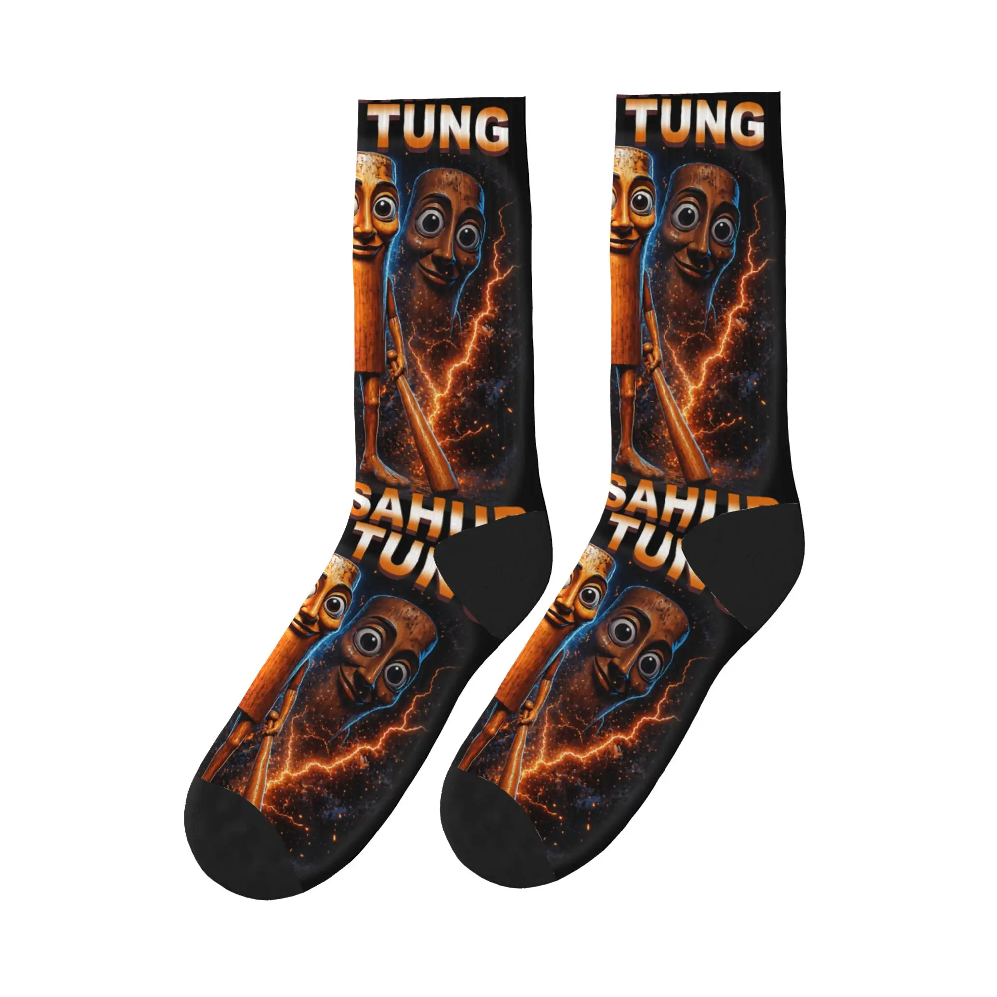 

Tung Tung Tung Sahur is Calling Funny Italian Brainrot Stockings Pattern Vintage Socks Spring Anti Socks Men Medium Soft Socks