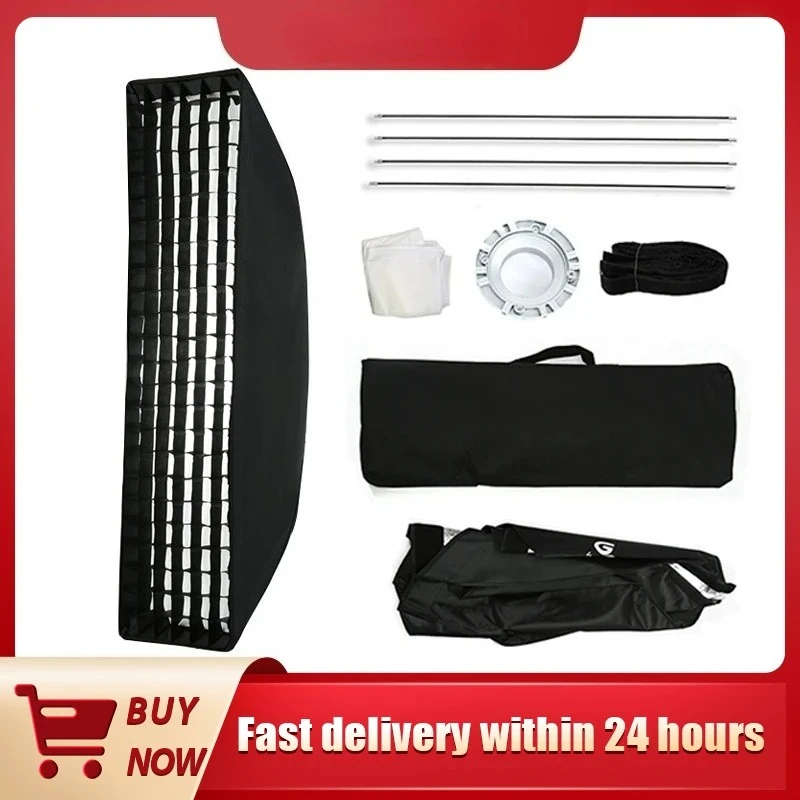 

Оригинальный софтбокс 22x90 см 9 "x 35" портативный прямоугольный софтбокс с сотовой сеткой софтбокс с креплением Bowens для студийной вспышки, 1/2 шт.